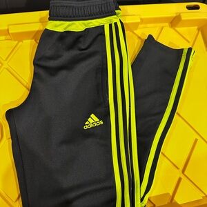 Adidas Kids Black and Neon Yellow Track Pants